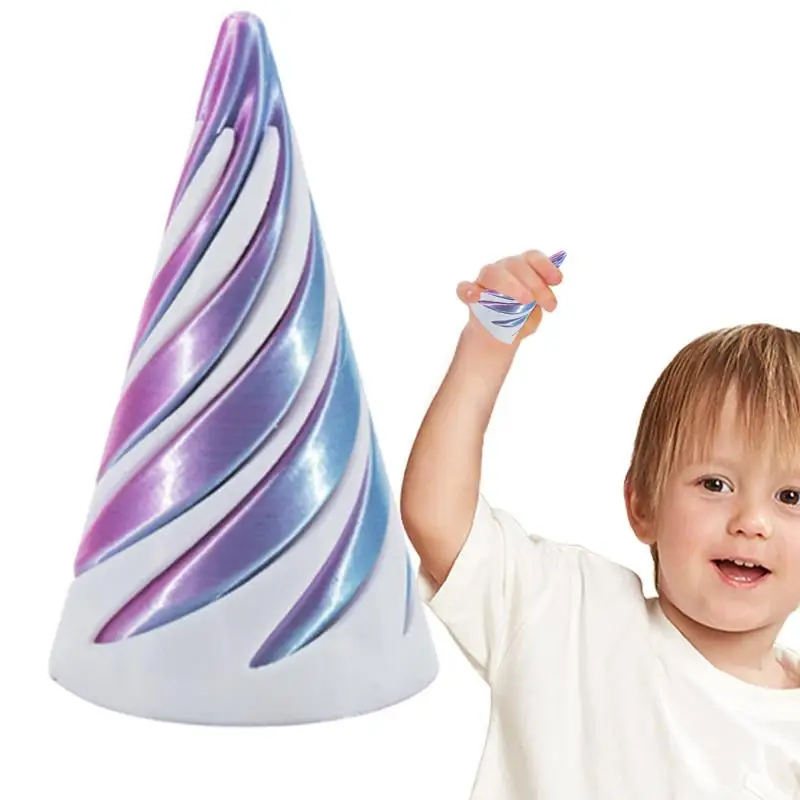 Fidget Cone Christmas Tree Shape Spiral Cone Impossible Pyramid Art Model Statue Home Decor Vortex Thread Illusion For Kids Boys