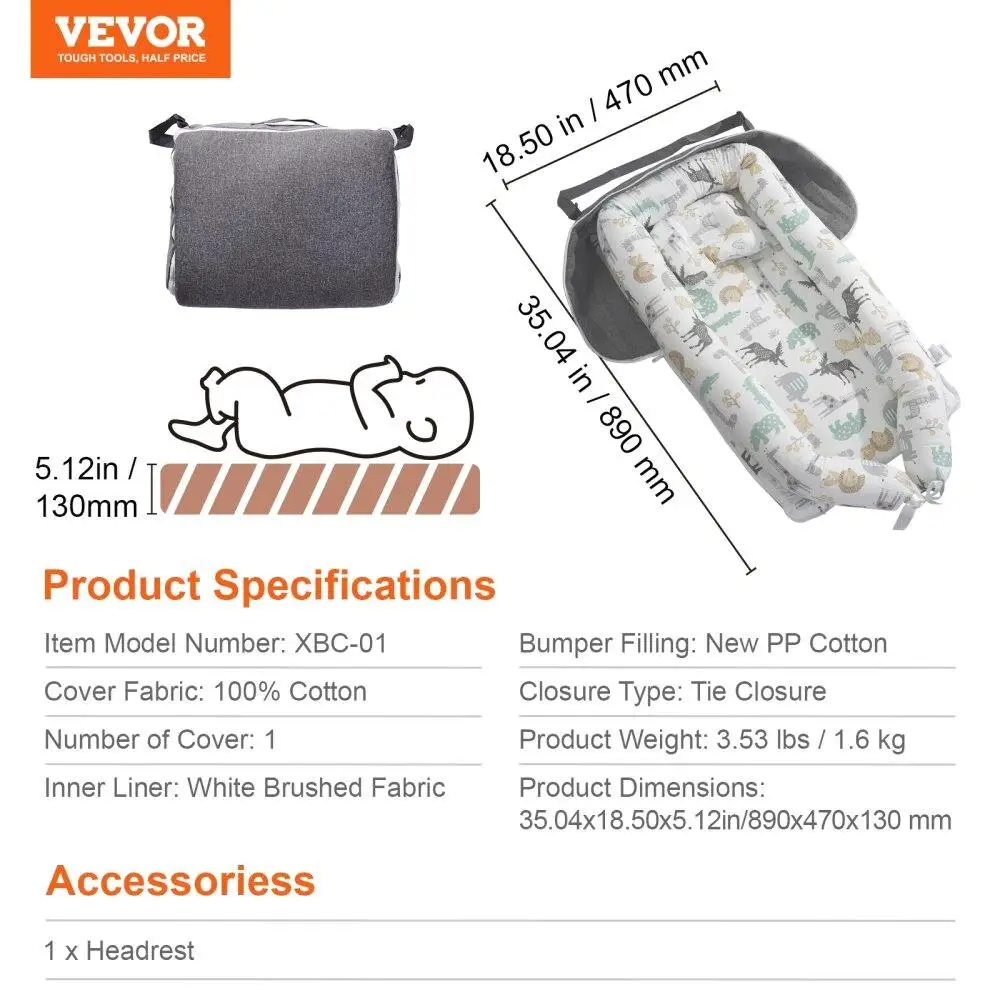 Espreguiçadeira recém-nascida do algodão com encosto, ninho do bebê, dorminhoco