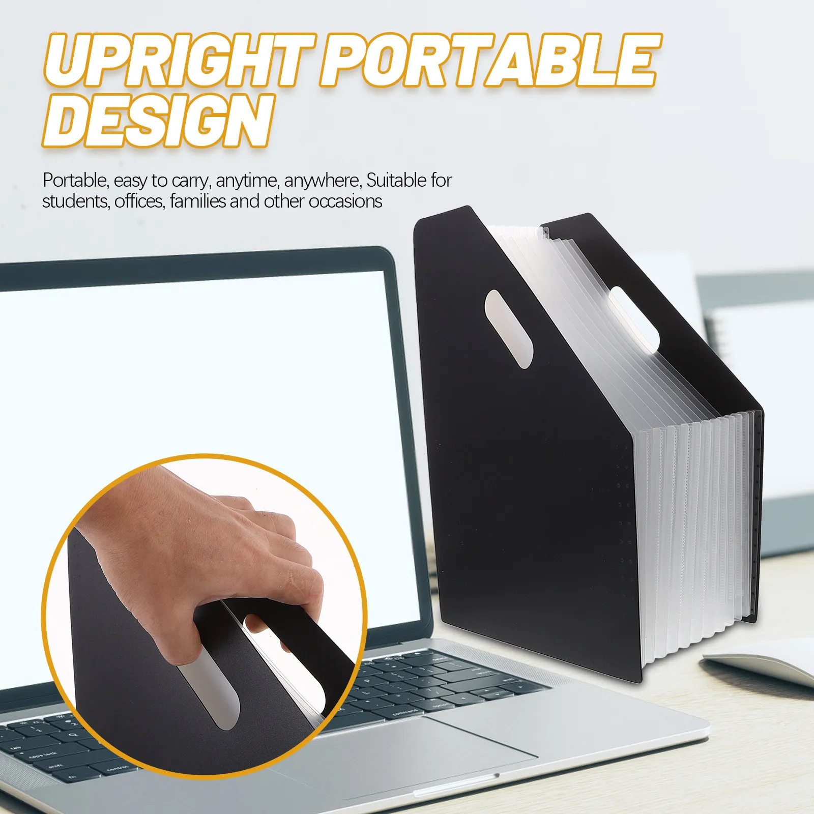 Sturdy Plastic Accordion Folder File Organizer Retractable Expandable Desktop Storage for Papers Letters Statements Photos Cards