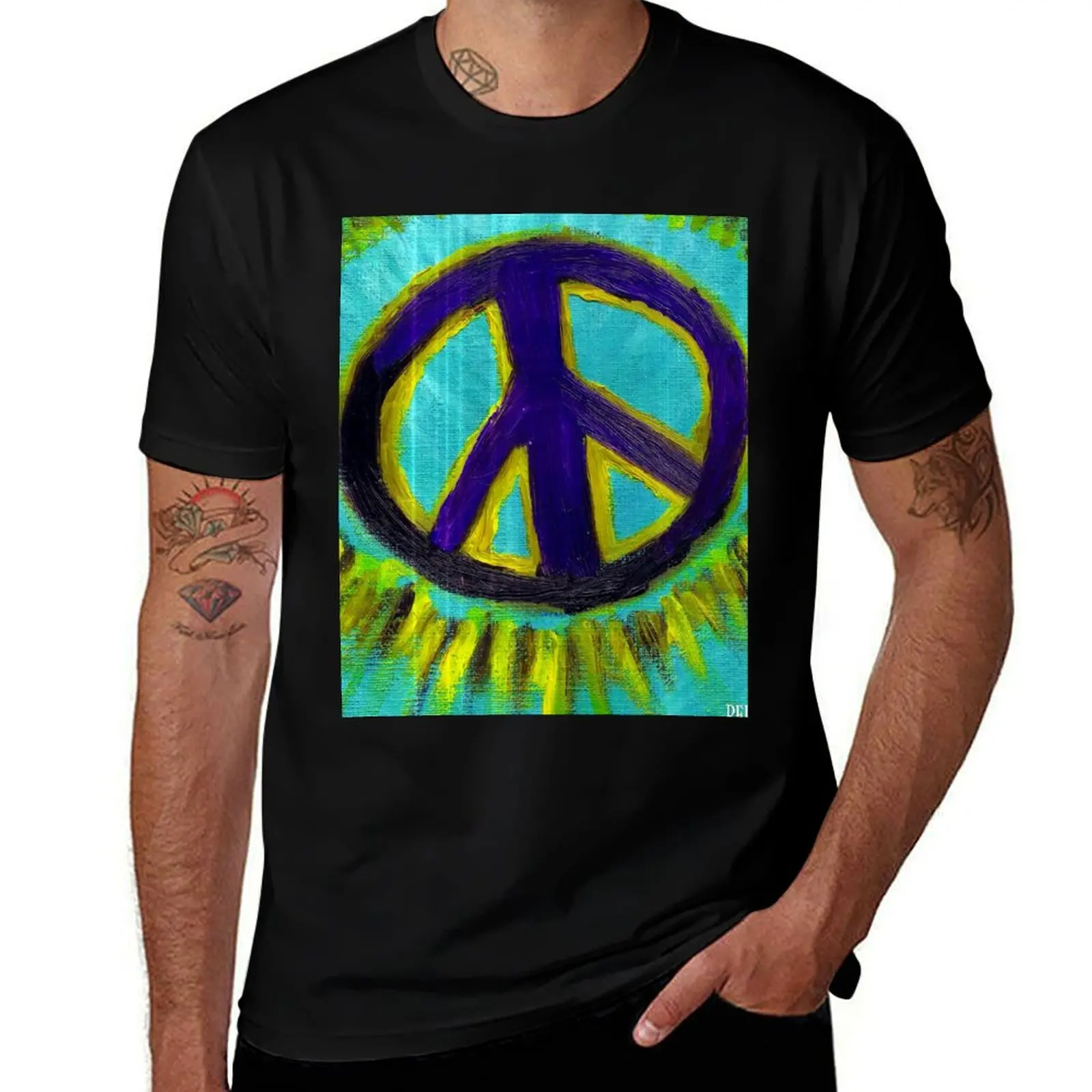 peace T-Shirt Casual Soft Cotton Short Sleeve Tee
