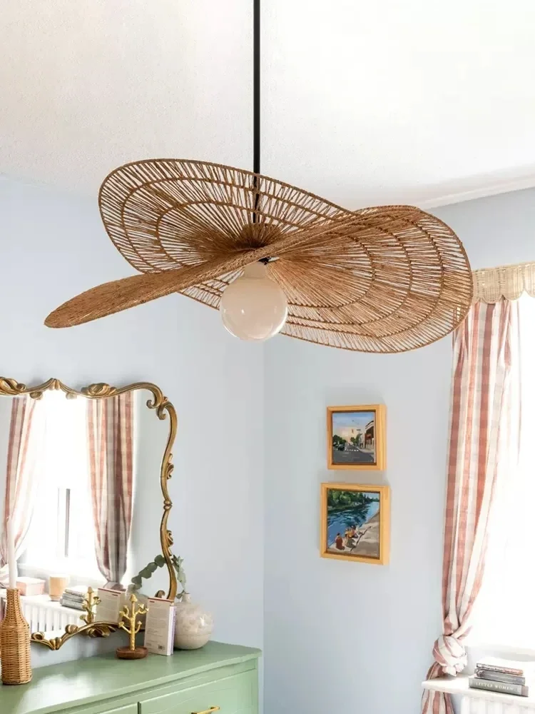 Wabi-sabi Style Pendant Lights Rattan Hand-woven Lamp Restaurant Home Decor Bedroom Living Room Creative Dining Room Chandeliers