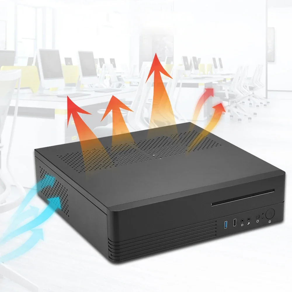 RGeek OEM UX01 SGCC Desktop Micro ATX Cases Fanless Computer PC Chassis USB 3.0 HTPC Mini ITX Case, support customization view 3