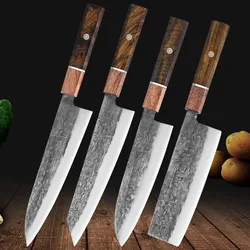 1-4pcs Forged Kitchen Meat Cleaver Stainless Steel Slicing Knife Japanese Santoku Knife Sashimi Knife Professional Chef Knives