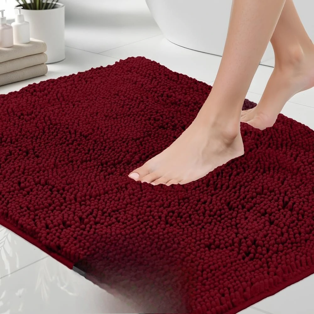 

Soft Absorbent Chenille Bath Rug Mat 60x24 Quick Dry Microfiber Bathmat with Non Slip Rubber Backing Washable Shower Floor