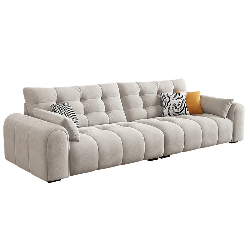 

Cream wind Internet celebrity cloud sofa, living room small apartment technology velvet sofa