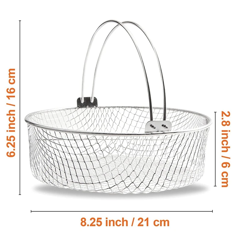 Air Fryer Basket,Steamer Basket,304 Stainless Steel Mesh Basket For Air Fryer,Air Fryer Accessory 8 Inch Basket