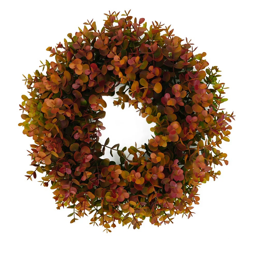 

Farmhouse Fall Wreath For Thanksgiving Harvest Season Front Door Decor Eucalyptus Flower Leaves Hanging