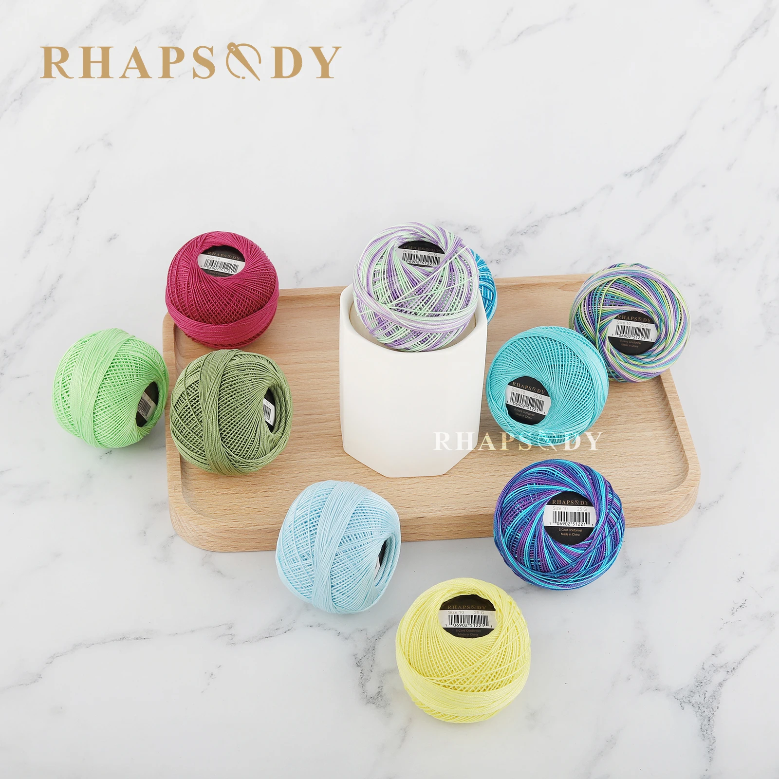 Rhapsody Crochet Thread Assorted Colors 122 Yds Size 10 Pure Egyptian Cotton Multicolor Singed Mercerized Variegated Colors