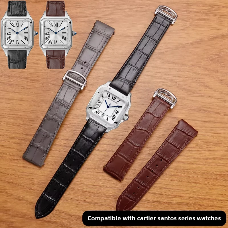 

Быстросъемный ремешок для часов Cartier Santos WSSA0009 WSSA0010 WSSA0029, мужской ремешок из натуральной кожи с крокодиловым узором, 19 мм, 21 мм