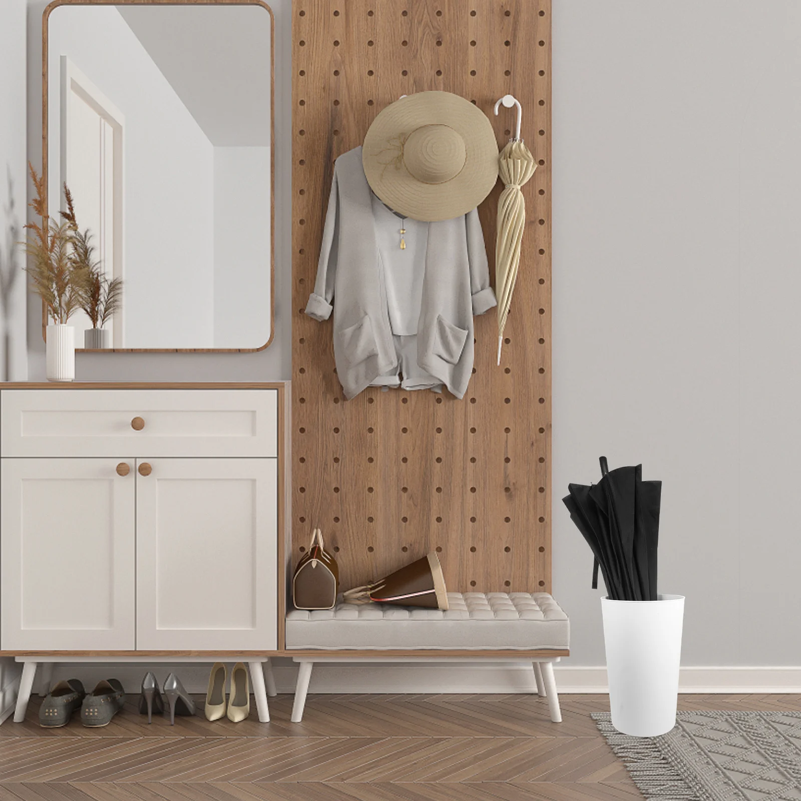 

1pc Large Capacity Umbrella Storage Bucket Freestanding Waterproof Stand For Home Entryway Indoor Outdoor Use Umbrella Holder