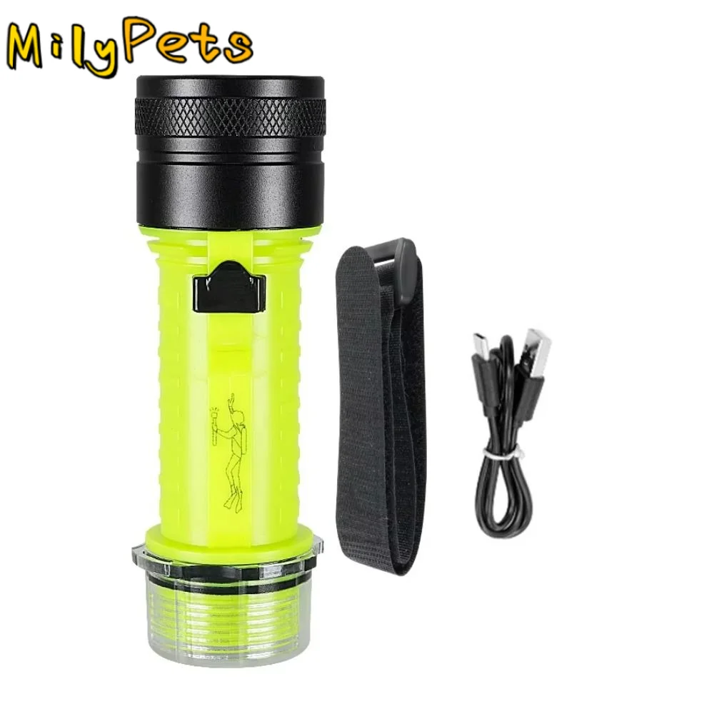 Super Bright Diving Flashlight XHP50 LED IPX8 Waterproof Dive Torch Type C Rechargeable Adjustable Focus