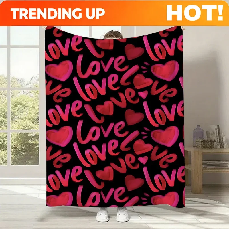 Custom A Romantic Heart-Patterned Blanket! A Cozy Fleece Blanket Exclusive For Valentine'S Day, Perfect For Home Decor, Soft And