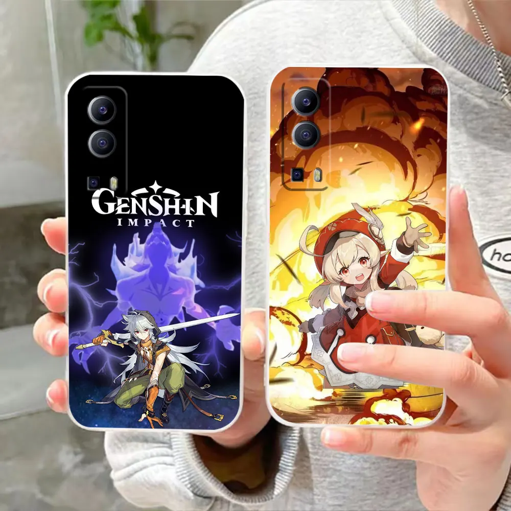 Clear Phone Case For VIVO Y30 Y32 Y33S Y50 Y51S Y52S Y53S Y55S Y66 Y77 Y93 Y95 Y97 V20 V21 5G 4G Case Hot Game Genshin Impact