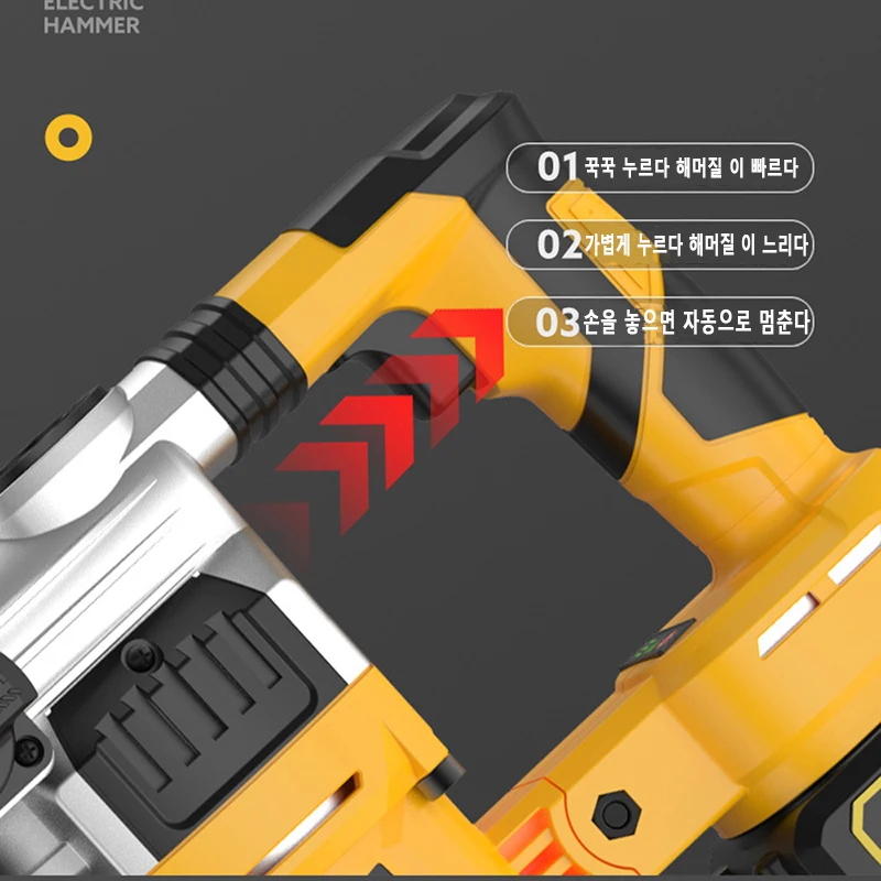 브러시리스 무선 전기 해머 드릴, 충전식 회전식 전기 철거 해머 임팩트 드릴, 마키타 18V 배터리용, 21V