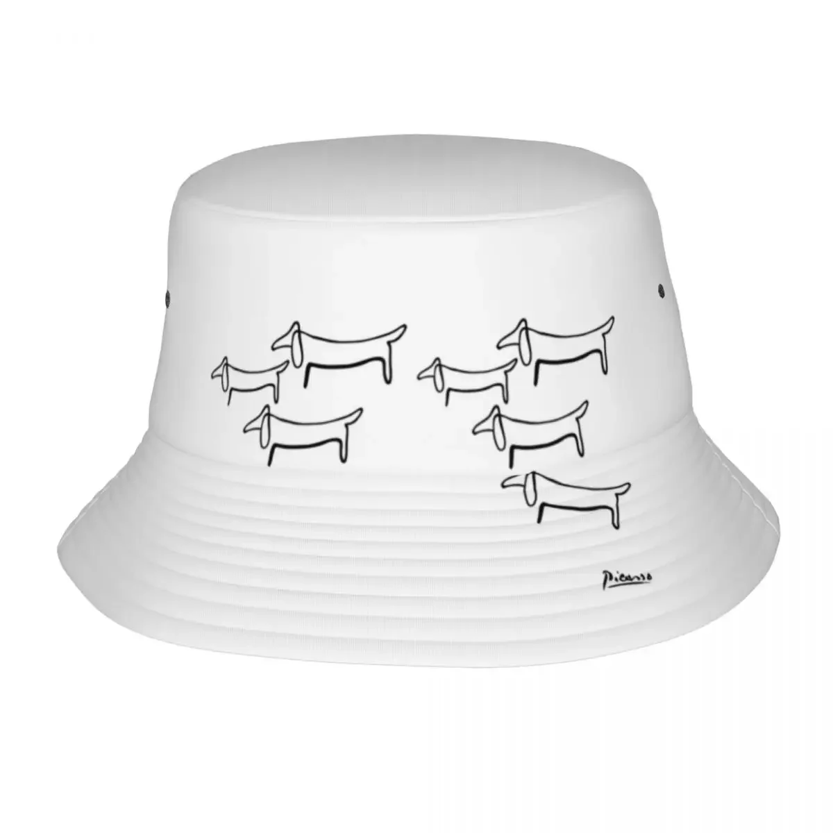 Pablo Picasso Line Art Wild Wiener Dog Dachshund Pattern Artwork Bucket Hats Summer Travel Beach malist Animal Sketches Hats