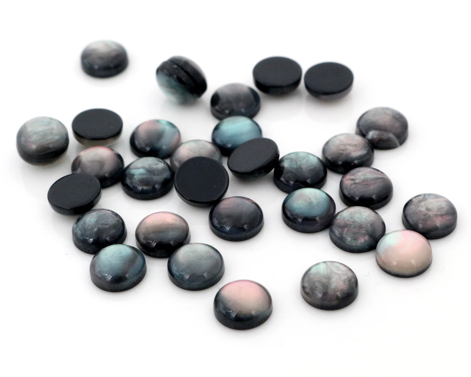 New Fashion 40pcs 8mm Black Dream Colors Flat Back Resin Cabochons Cameo  V6-28