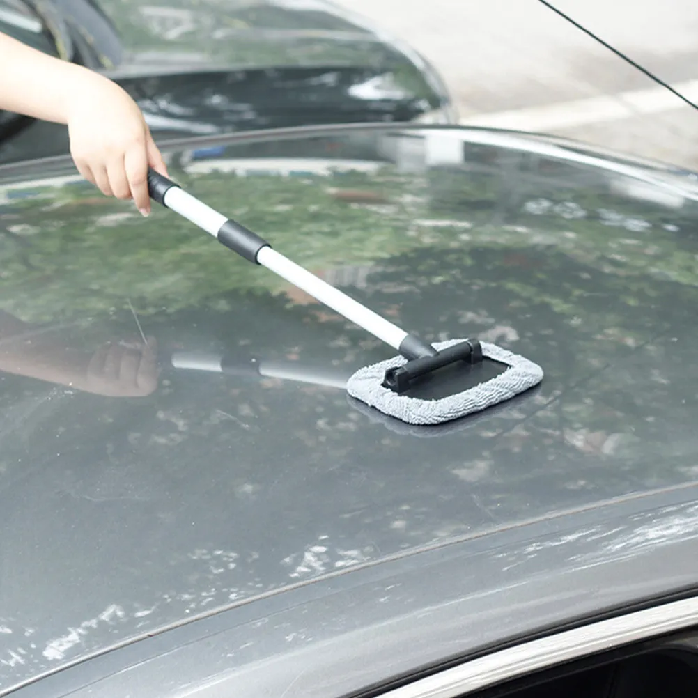 Anti-Fog Brush For Car Glass 180° Rotating Window Cleaner Telescopic Aluminum Alloy Handle Reusable Microfiber Cover Car