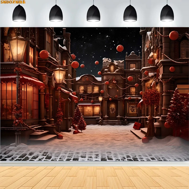 

Christmas Day Wreath Family New Year Party Photography Backdrops Prop Window Living Room Xmas Tree Gift Snow Background BV-08