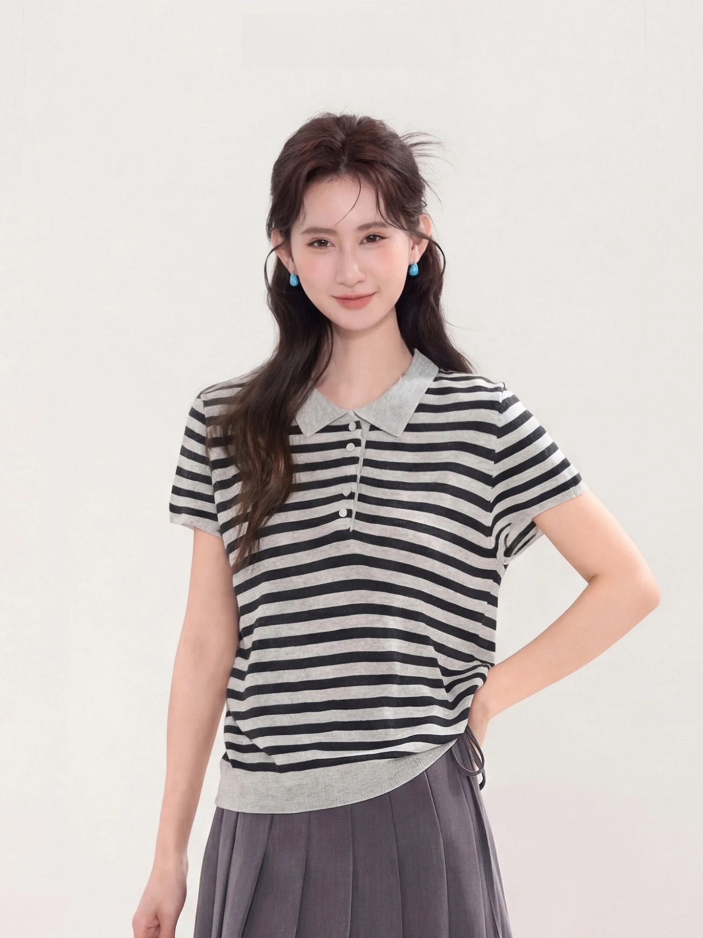 

Трикотажный топ Heme Cotton Candy Kiss с короткими рукавами и полосками на горловине, для повседневной носки, весна-лето, женская мода, мягкая хлопковая смесь