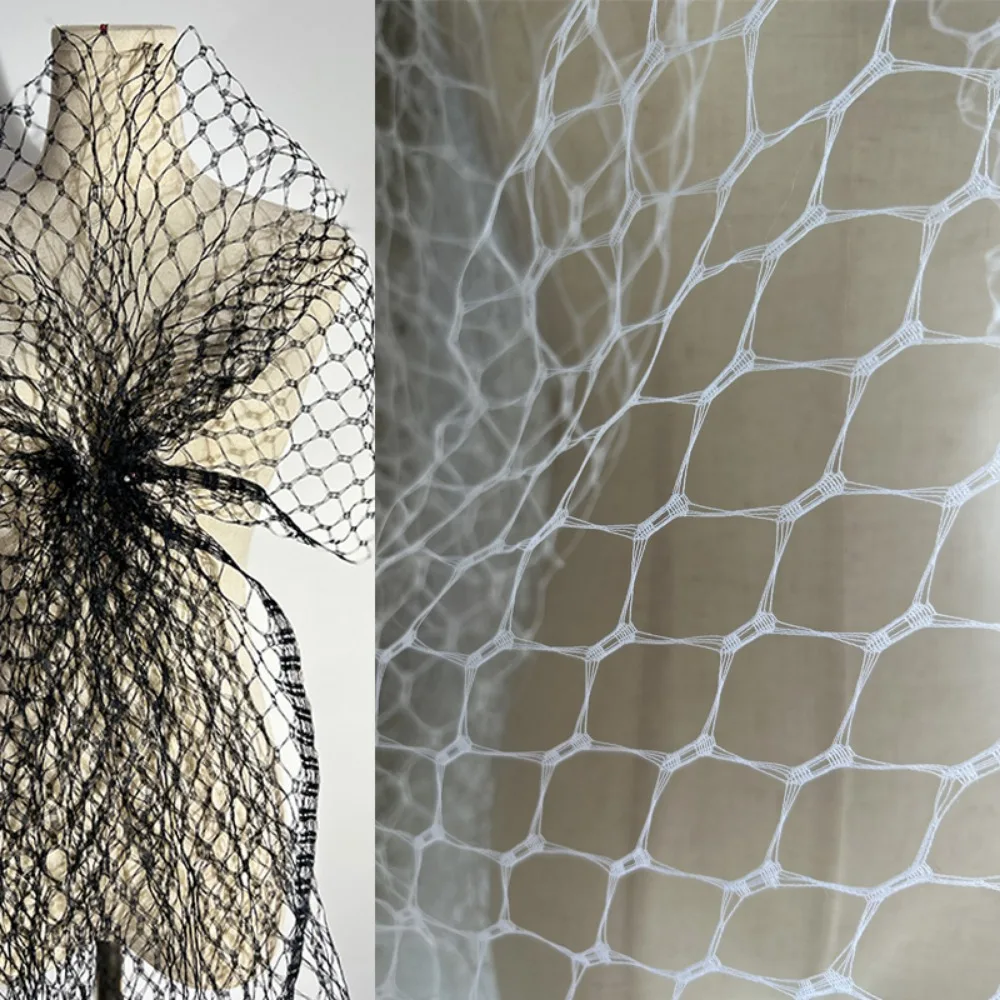 

2CM Large Mesh Stiff Fish Mesh Fabric Wide Three-dimensional Creative Mesh Fabric Wedding Dress Design Decorative Fabric