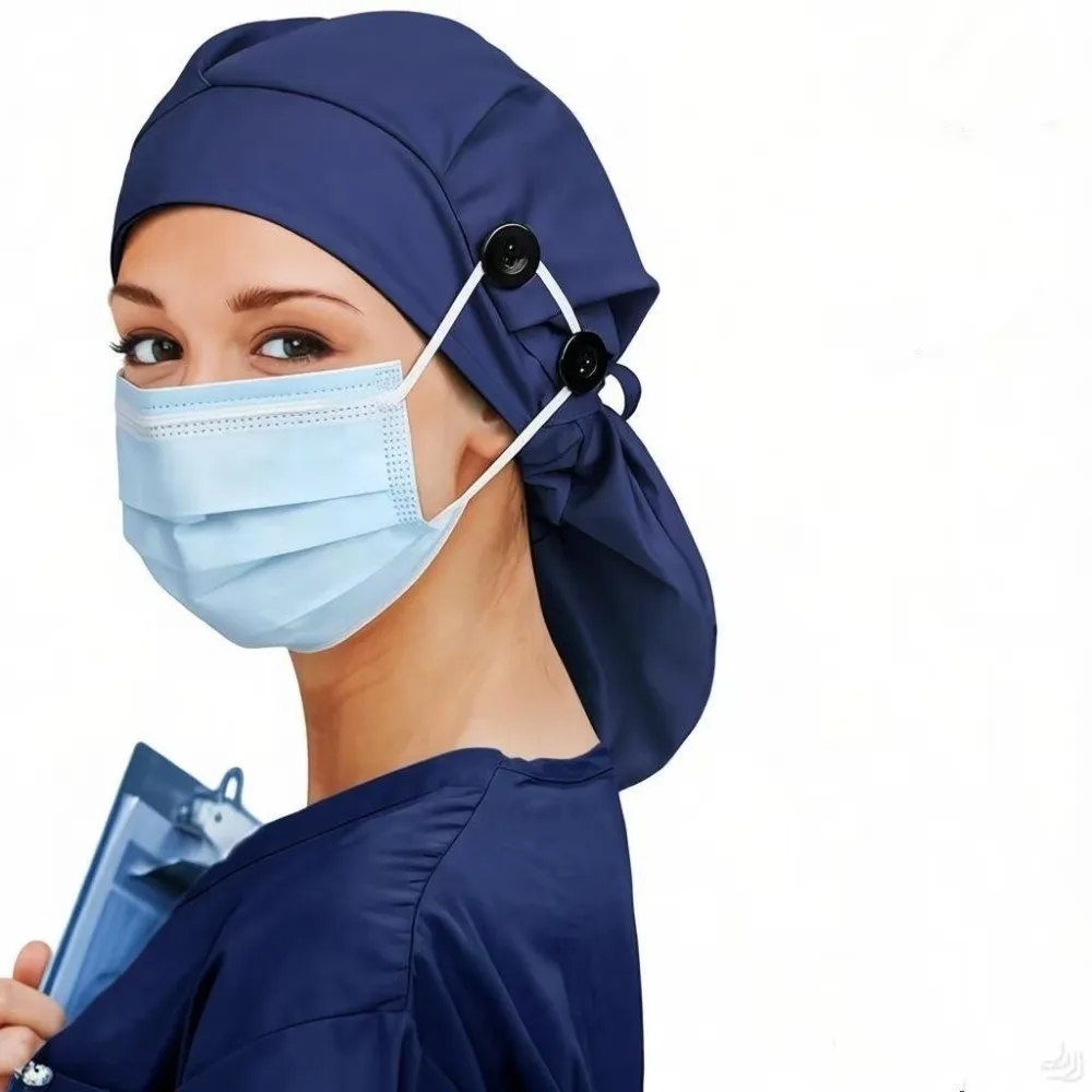 Dental Cap Extra Large Scrub Cap Satin Lining Matte Fabric Surgical Hat Oversized Breathable Head Cover For Women