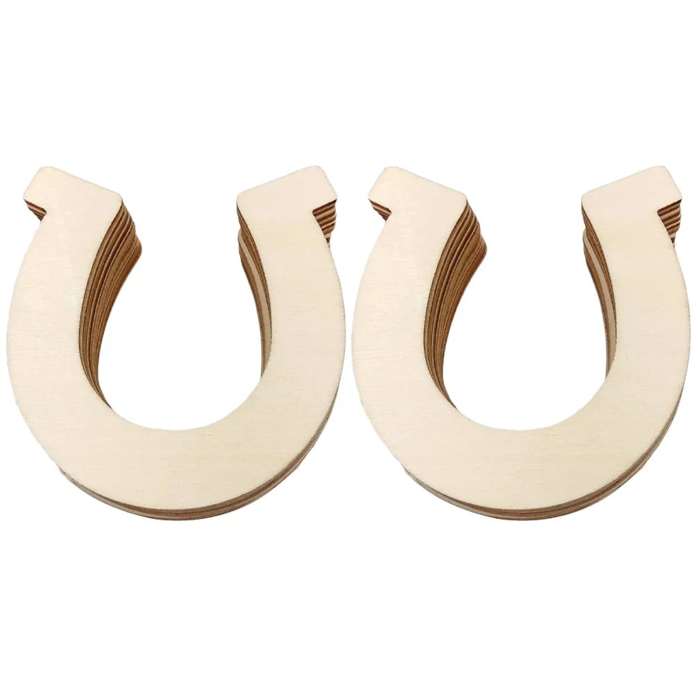 

20pcs Wooden Horseshoe Decorative Hanging Ornaments Unfinished Diy Craft Kits For Painting Graffiti Accessories Blank Wood