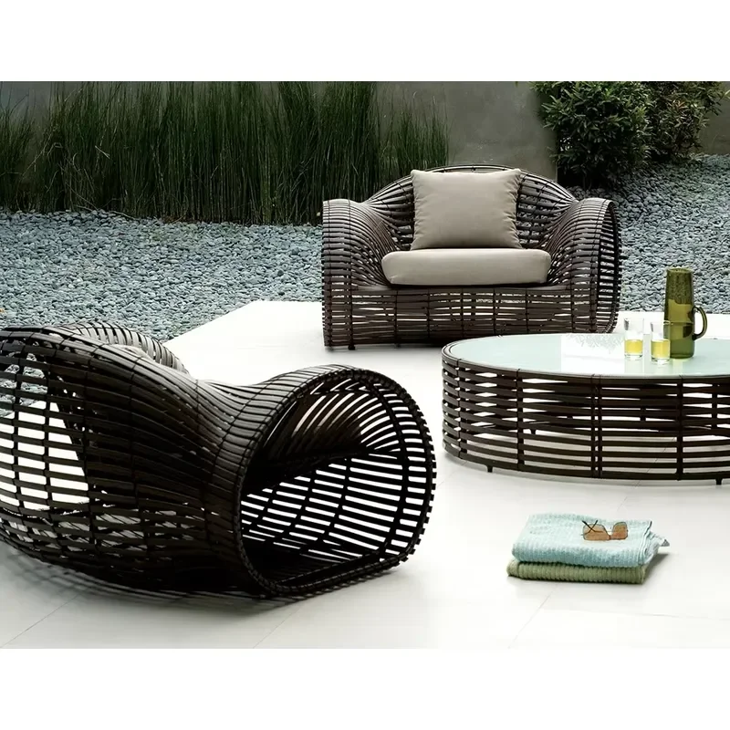 Waterproof UV Rattan Patio Furniture Hotel Leisure Outdoor Sofa Living Room Furniture Rattan Garden Sofas
