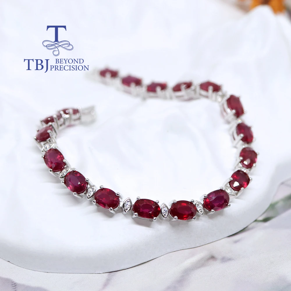 Natural FILLED Ruby Bracelet 925 Sterling Silver True Gemstone Elegant Noble Fine Jewelry for Anniversary Wedding Gift