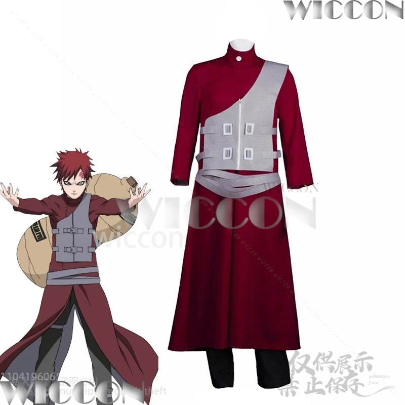 Anime Cosplay Sabaku No Gaara Costume Ninja Hokage Kazekage Clothing Wigs For Adult Coat Vest Pants Carnival Party Customized