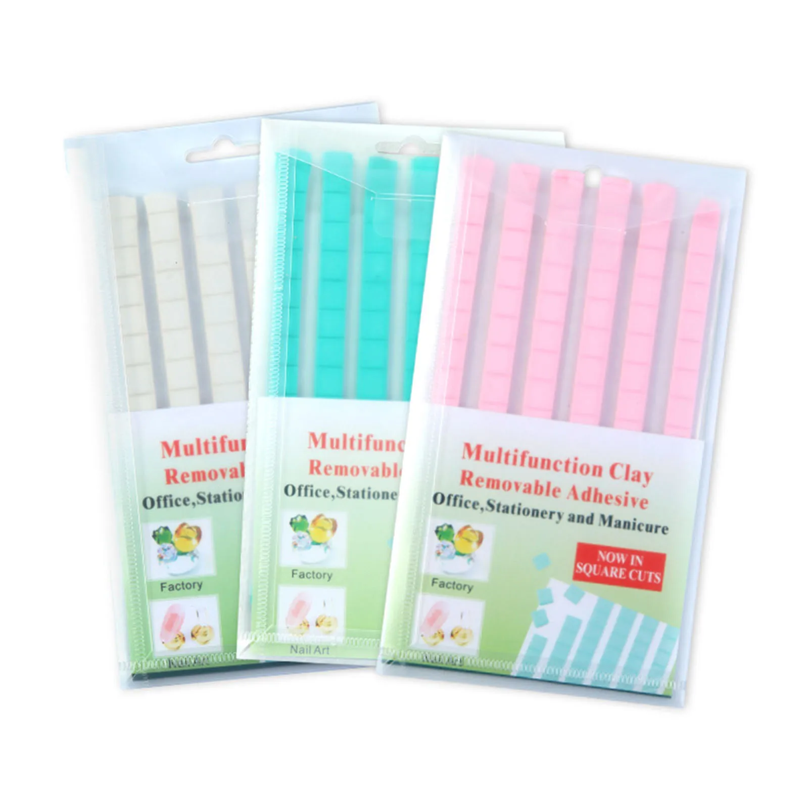 96pcs No Trace Nail Clay White/Green/Pink Removable Mounting Tacky Putty Gift for Birthdays Children's Day