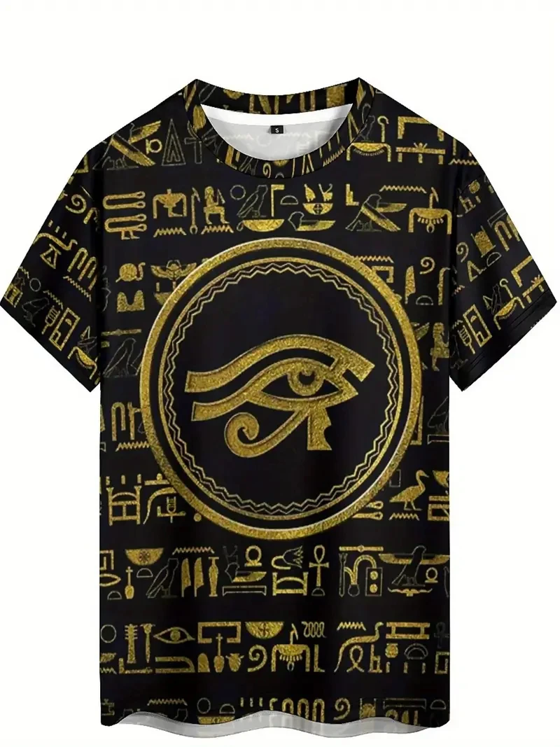 مصر القديمة الجرافيك ثلاثية الأبعاد تي شيرت مطبوع للرجال فرعون نمط تي شيرت الصيف عادية تيز الجولة الرقبة بلايز فضفاضة قصيرة الأكمام