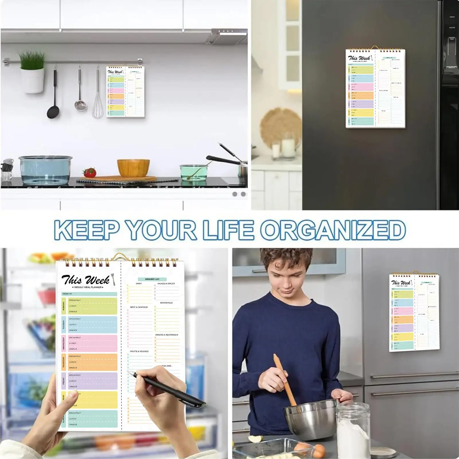 Weekly Meal Planner And Grocery List 52 Sheets Weekly Schedule Meal Planning Notepad For Kitchen Wall Refrigerator Home Shopping