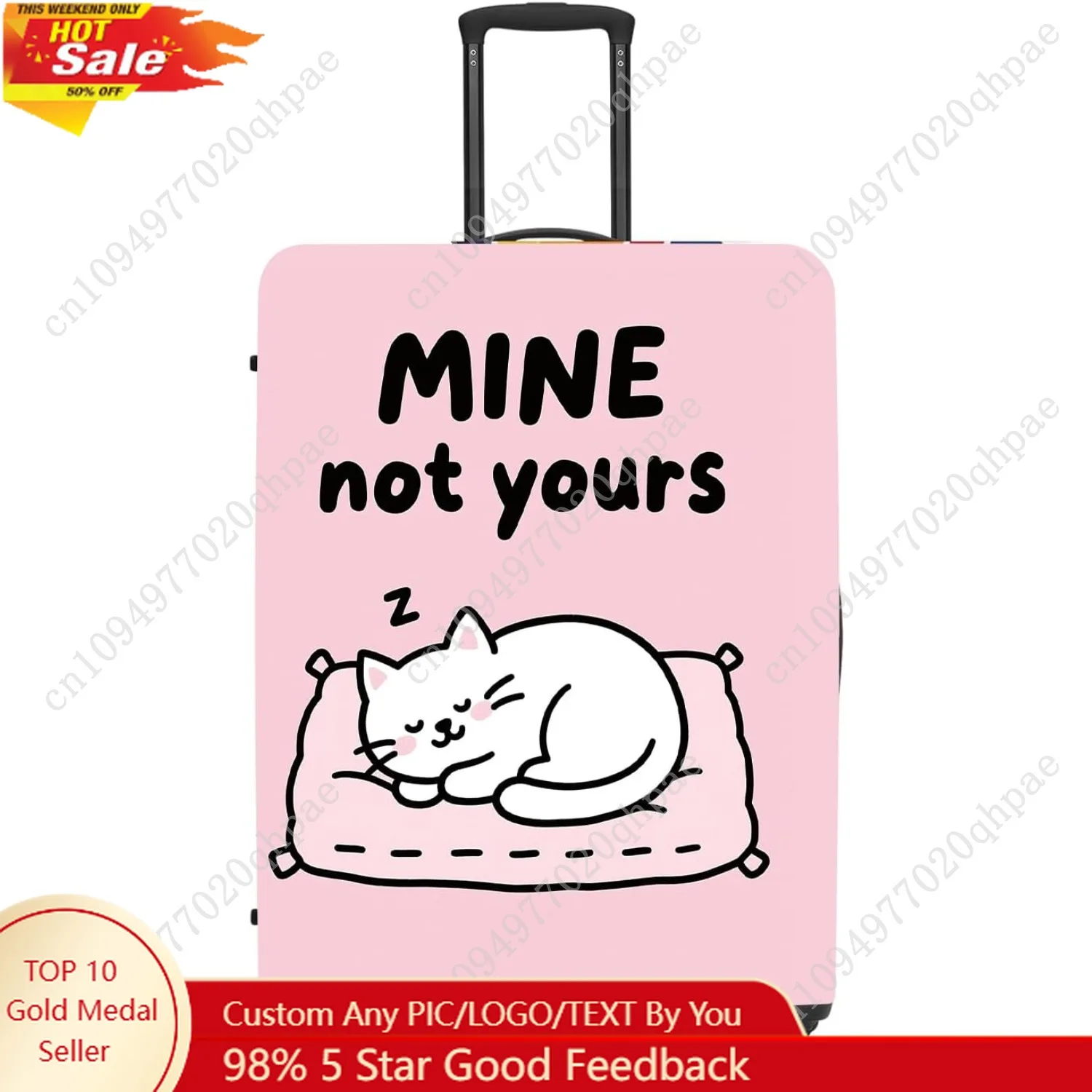 

Cute Mine NOT YOURS Luggage Cover Set, Cartoon Cat Print Waterproof Suitcase Protector, Travel Accessories ch