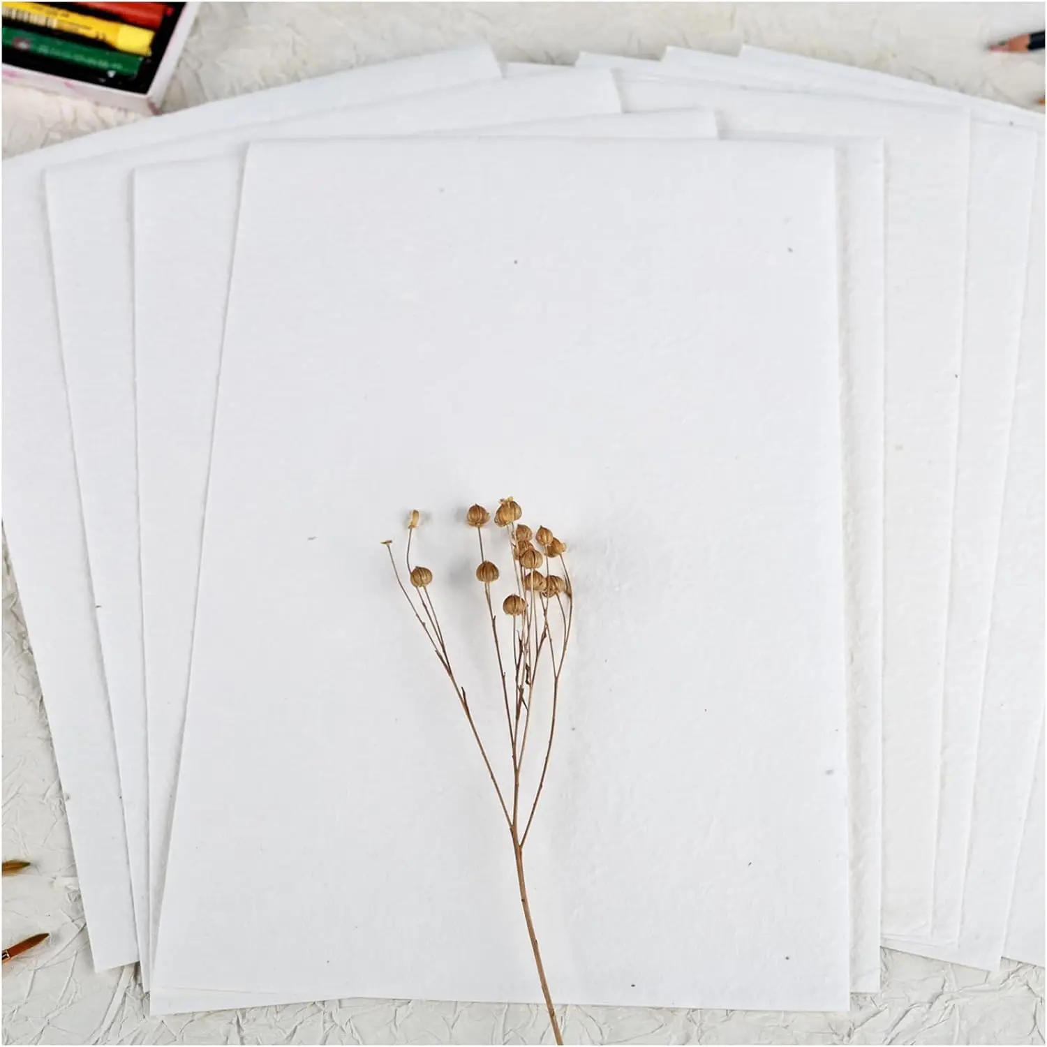 

Handmade Textured Paper, 10 Sheets Thick Ivory Dongba Papers for DIY Journals, Wedding Invitations