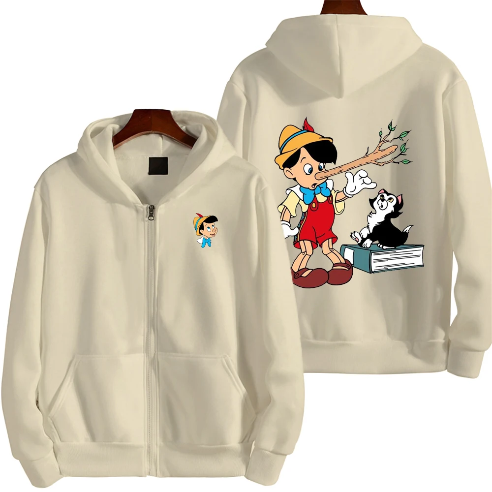 Pinocchio Cartoon Men Hoodie 2025 Spring Autumn Women Oversized Sweatshirt With Zipper New Couple street fashion Coat