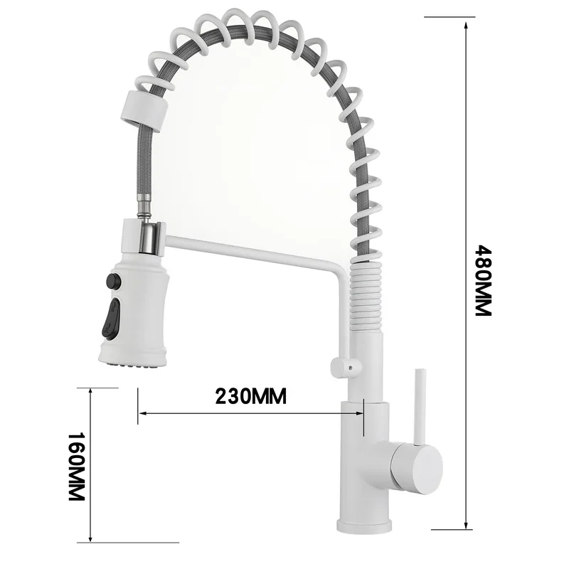 Grifo de latón con sensor táctil para cocina, grifería extraíble para fregadero, mezclador blanco