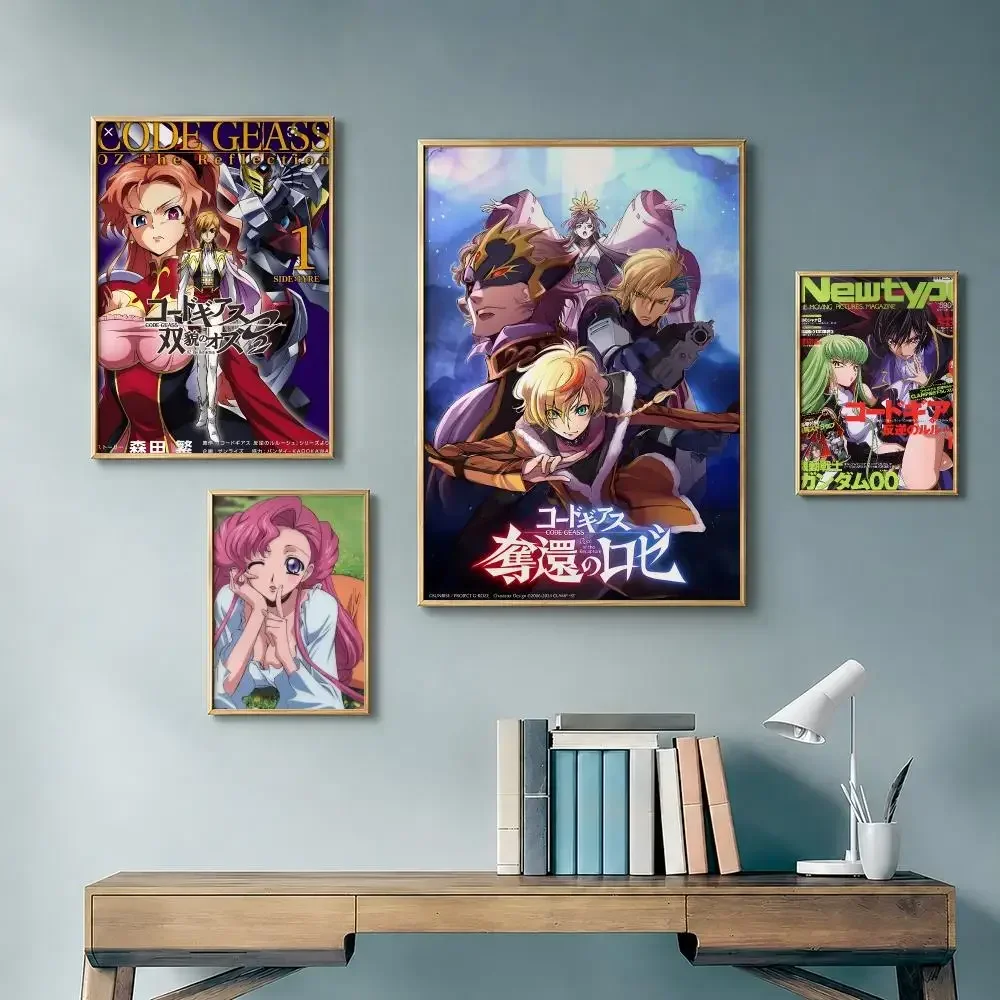 Popular Anime C-Code GeassS Poster Vintage Retro Anime Poster Stickers Peel and Stick Wall Art Home Decor