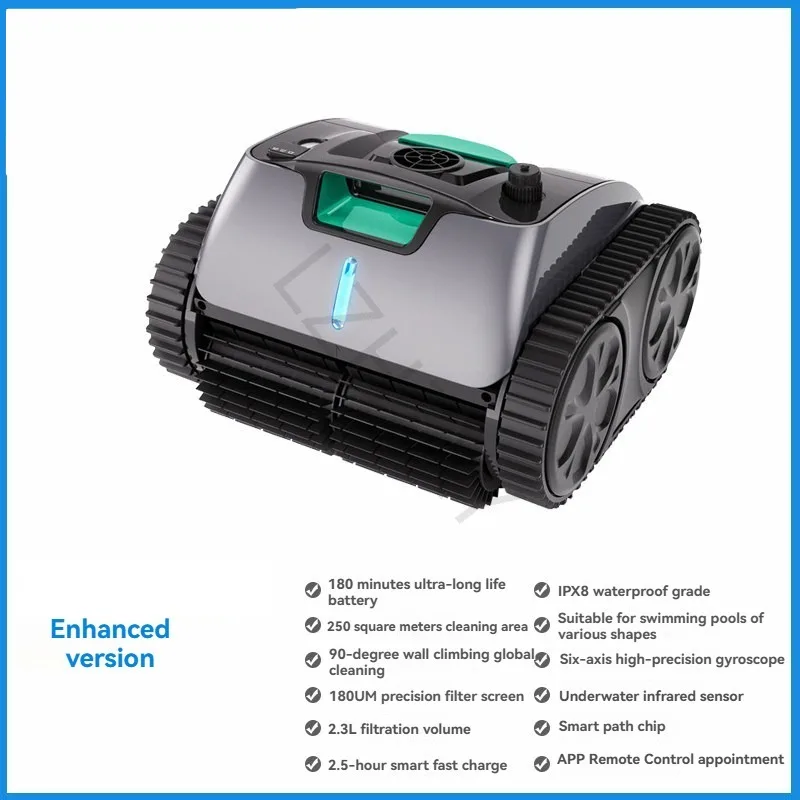 Máquina de Sucção de Esgoto para Piscinas Totalmente Automática, Robô de Limpeza Subaquática, Dispositivo de Limpeza de Tartaruga Aquática Sem Fio de Longo Alcance