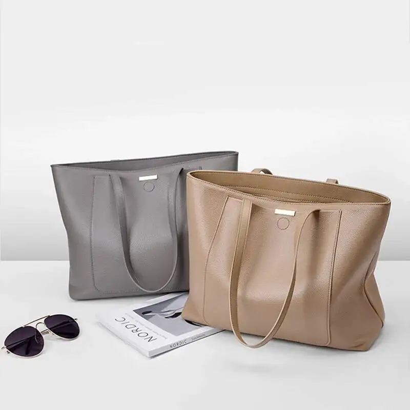 100% Genuine Leather Women's Large Capacity Simple Fashion Cowhide Women Shoulder Bag Female Storage Handbag