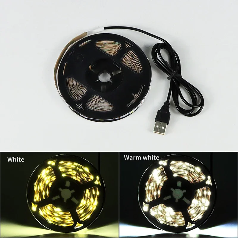 5V Black USB LED Strip Light SMD 2835 Warm White Red Yellow Blue Flexible Lighting Ribbon TV Background Tape Home Decor Lamp image 5