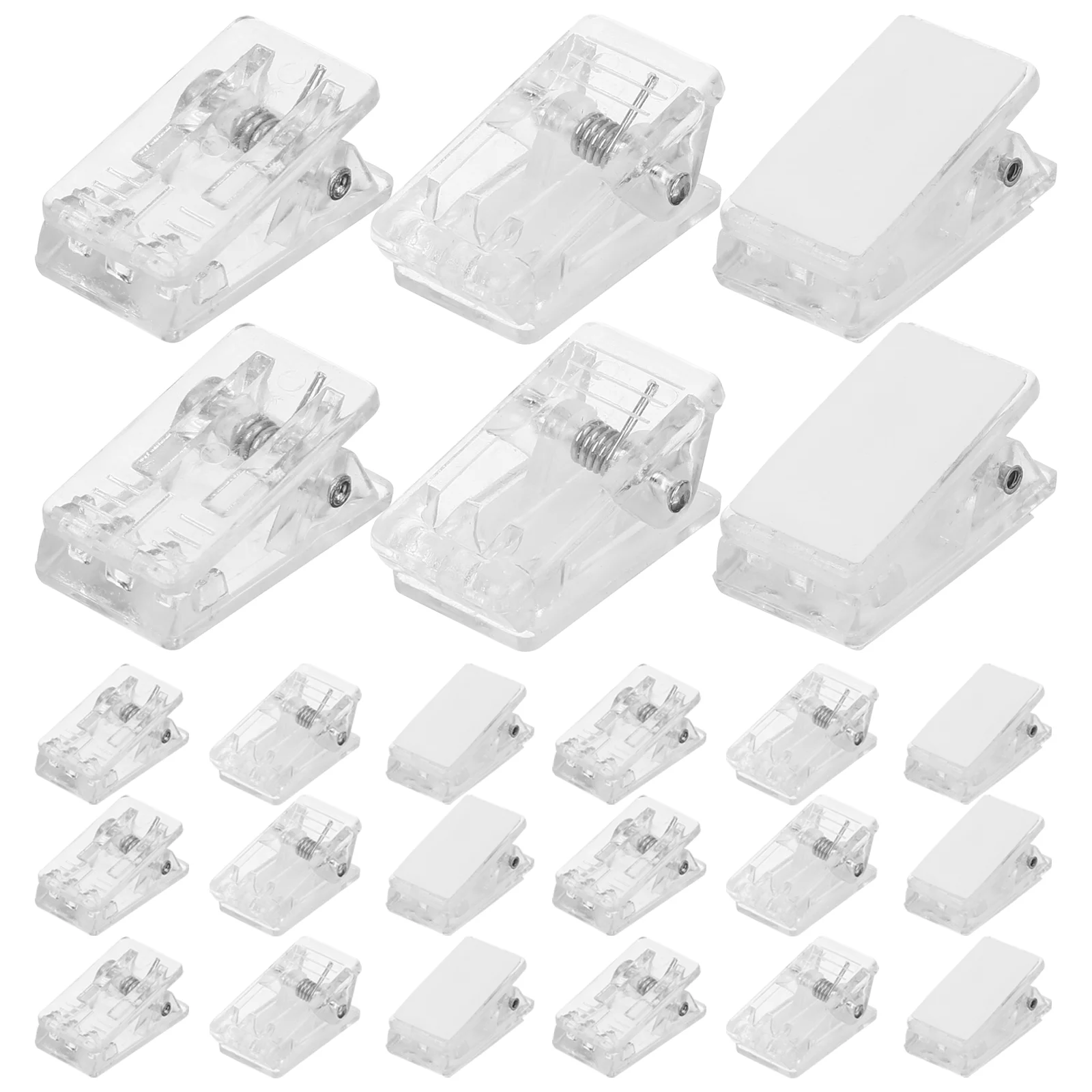 30 Pcs Self-adhesive Clip Posters Clear Spring Paper Clips Tapestry Id Badge Holders Plastic Wall Photo Clamp Cards