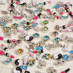 20Pcs Enamel Red Lipstick Witch Moon Star Beads Cute Angel Rainbow Tai Chi Gossip Floating Charms For Glass Locket Jewelry Bulk