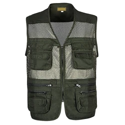 Breathable Summer Fishing Vests Travel Mesh Vest With Zipper Pockets Work Vest For Outdoor Activities Fishing Men's Vest