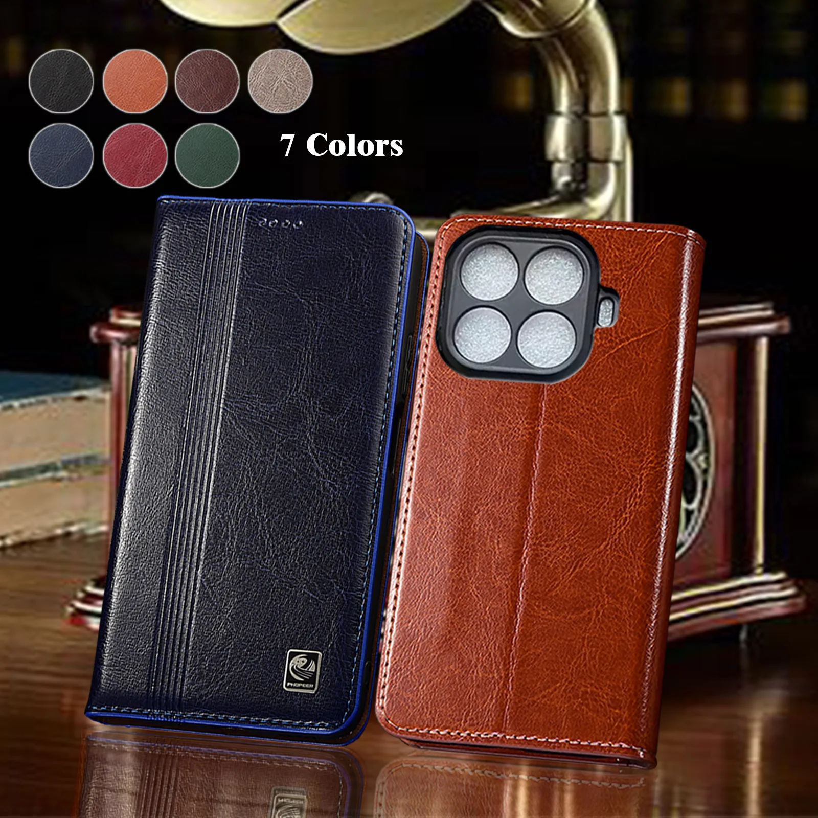 

Genuine Leather Phone Case For Xiaomi 13 13T 14 14T 15 15S 17 Pro Ultra Civi Lite Vertical Line Pattern Flip Cover Case Cowhide