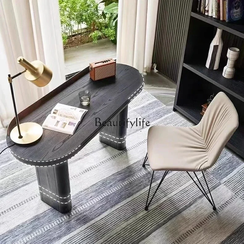 

yj7 Simple desk Nordic wabi style designer oval desk Italian minimalist