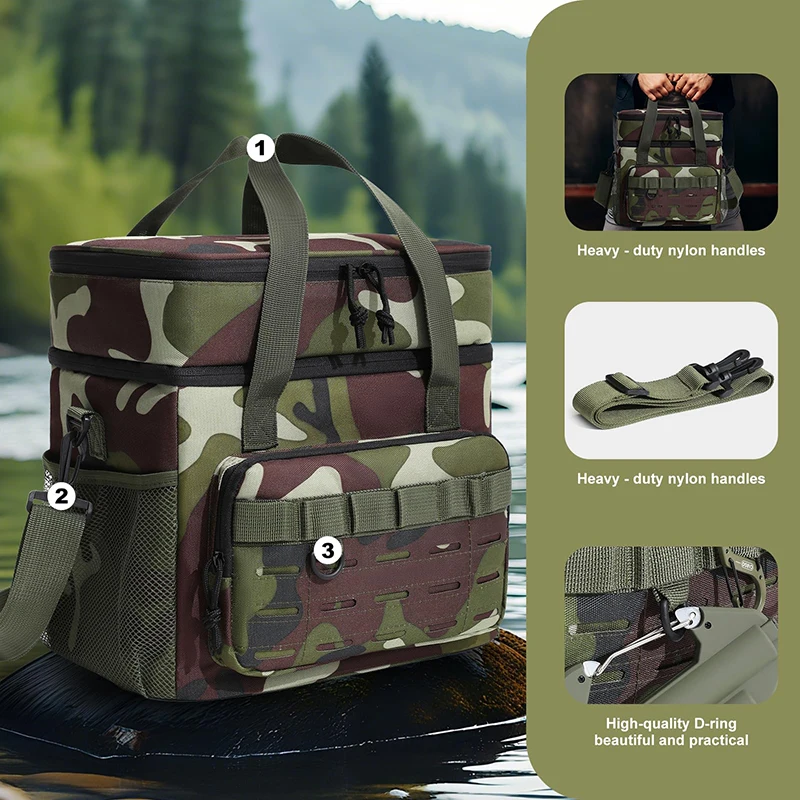 18L Multi-Pocket Tactical Insulated Lunch bag For Men Portable Large Capacity Leakproof Tote Cold Cooler Bag For Picnic Camping