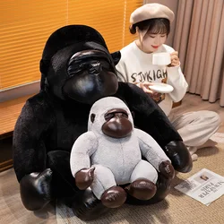 Lifelike Giant Black Gorilla Plush Toy Stuffed Wild Animal Fuzzy Grey Monkey Soft Dolls Wildlife Fluffy Plushie Peluche For Kids