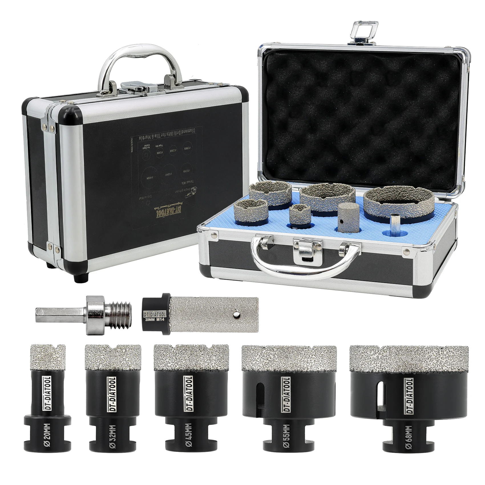Dt diatool-ダイヤモンドホールソーカッター,ドリルビットセット,タイル磁器セラミック用m14,20mm, 32mm, 45mm, 55mm, 68mm, 1セット