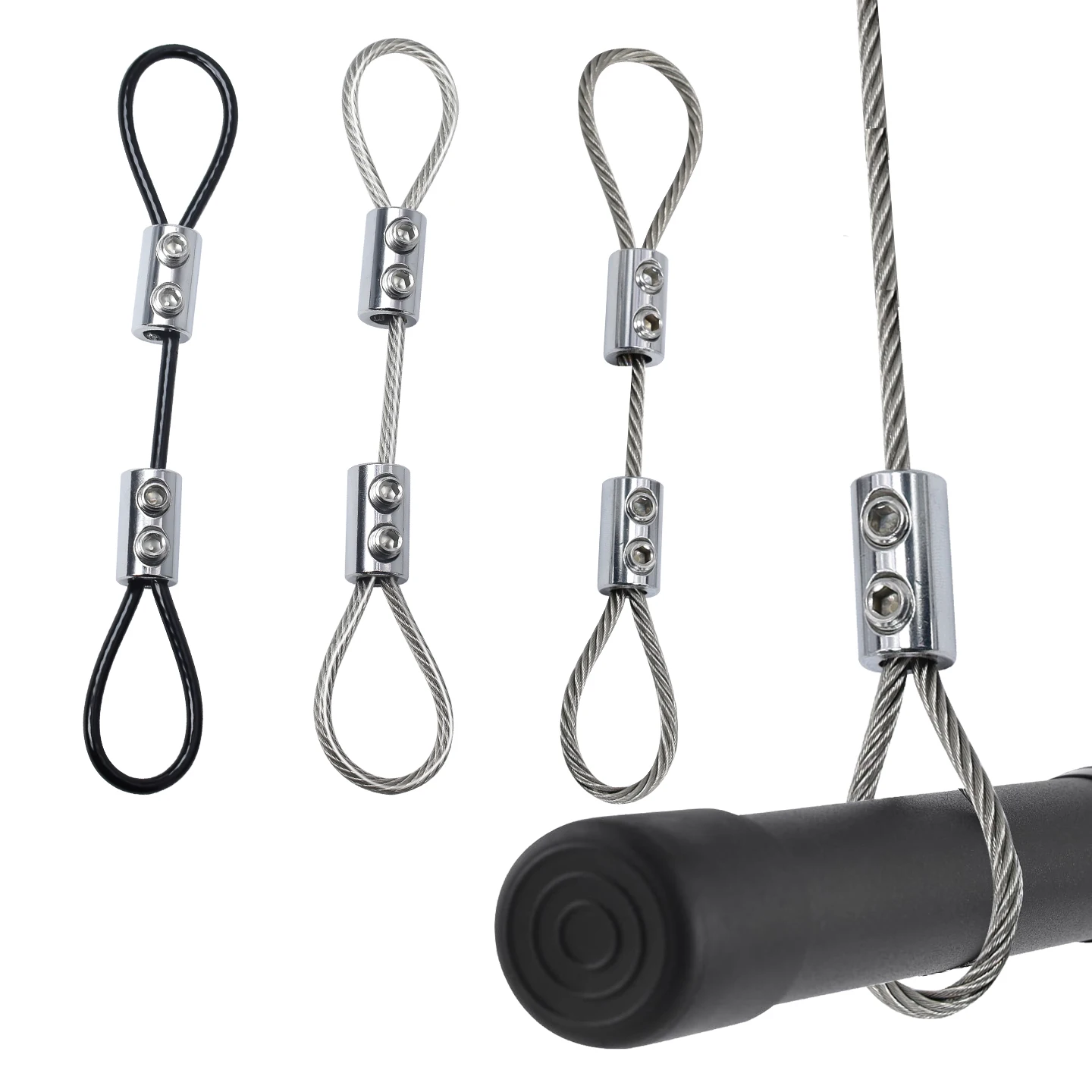 Steel cable suspension sling, 4mm stainless steel wire rope with black/transparent PVC coating on the surface