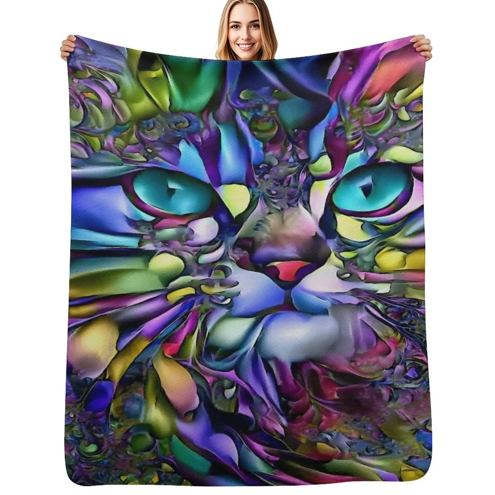 

Andyna Pacific, gat, cat, chat kitty, lea roche paintings Throw Blanket Bed Decorative Sofas Nap Blankets